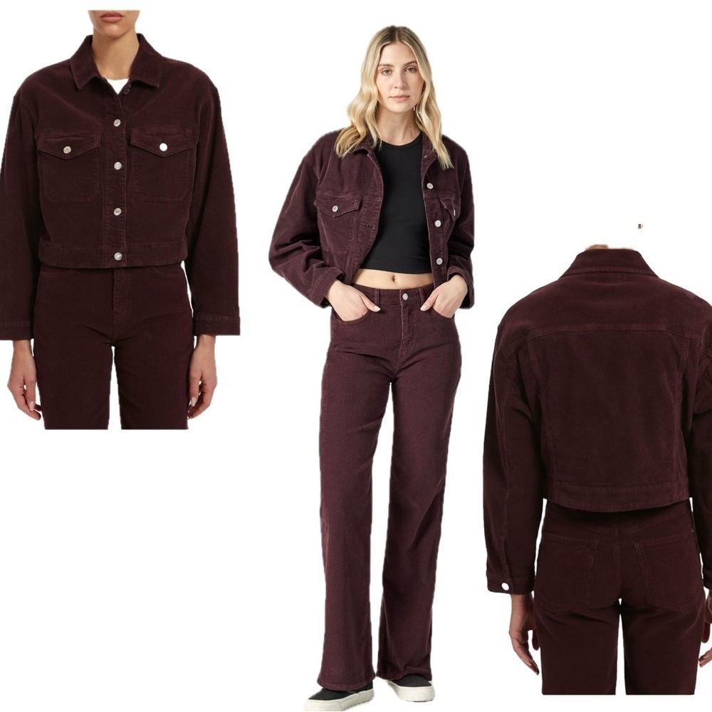 Mavi Women's Maren Mahogany Corduroy Cropped Jacket Sz XL NWT Button Front